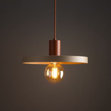 Lustra ar auklu SILA 1xE27/15W/230V d. 40 cm bēša/ķieģelis