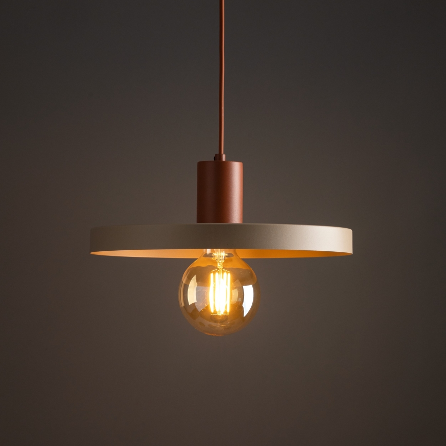 Lustra ar auklu SILA 1xE27/15W/230V d. 40 cm bēša/ķieģelis