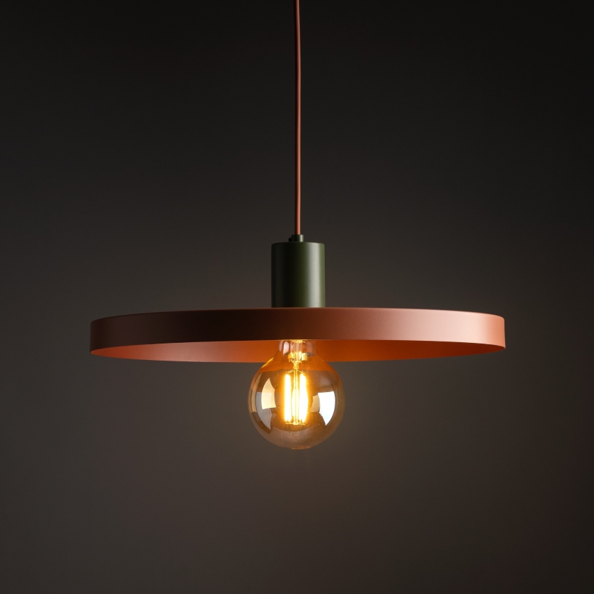 Lustra ar auklu SILA 1xE27/15W/230V d. 40 cm ķieģelis/zaļa