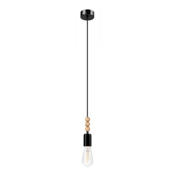 Lustra ar auklu SIMON 1xE27/60W/230V melna/dižskābardis