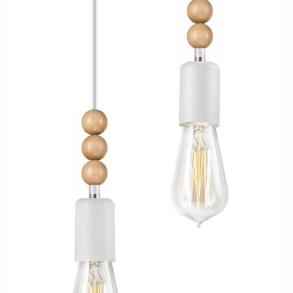 Lustra ar auklu SIMON 2xE27/60W/230V balta/dižskābardis