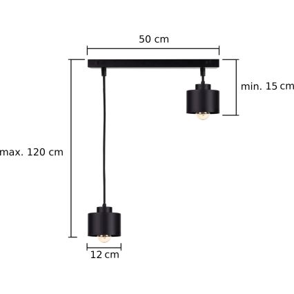 Lustra ar auklu SIMPLY BLACK 2xE27/60W/230V