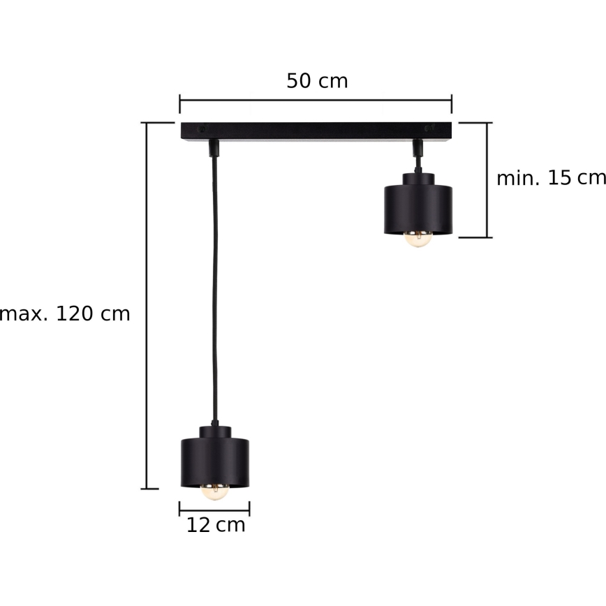 Lustra ar auklu SIMPLY BLACK 2xE27/60W/230V