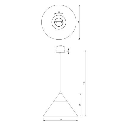Lustra ar auklu SINGLE 1xE27/15W/230V misiņš/dižskābardis