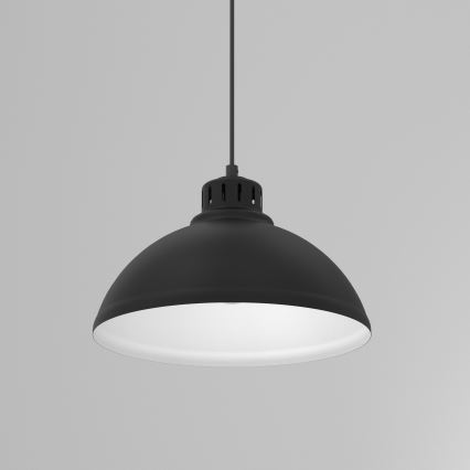 Lustra ar auklu SINGLE 1xE27/60W/230V diametrs 30 cm melna/balta