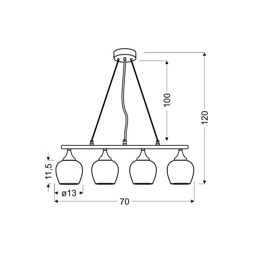 Lustra ar auklu SIRIUS 4xE27/60W/230V