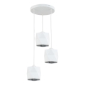 Lustra ar auklu SIRO 3xE27/15W/230V balta/sudraba