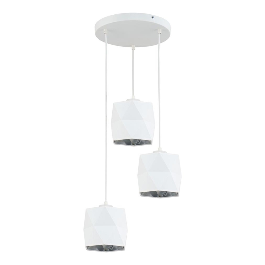 Lustra ar auklu SIRO 3xE27/15W/230V balta/sudraba