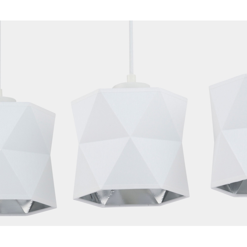 Lustra ar auklu SIRO 3xE27/15W/230V balta/sudraba