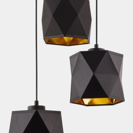 Lustra ar auklu SIRO 3xE27/15W/230V melna/zelta