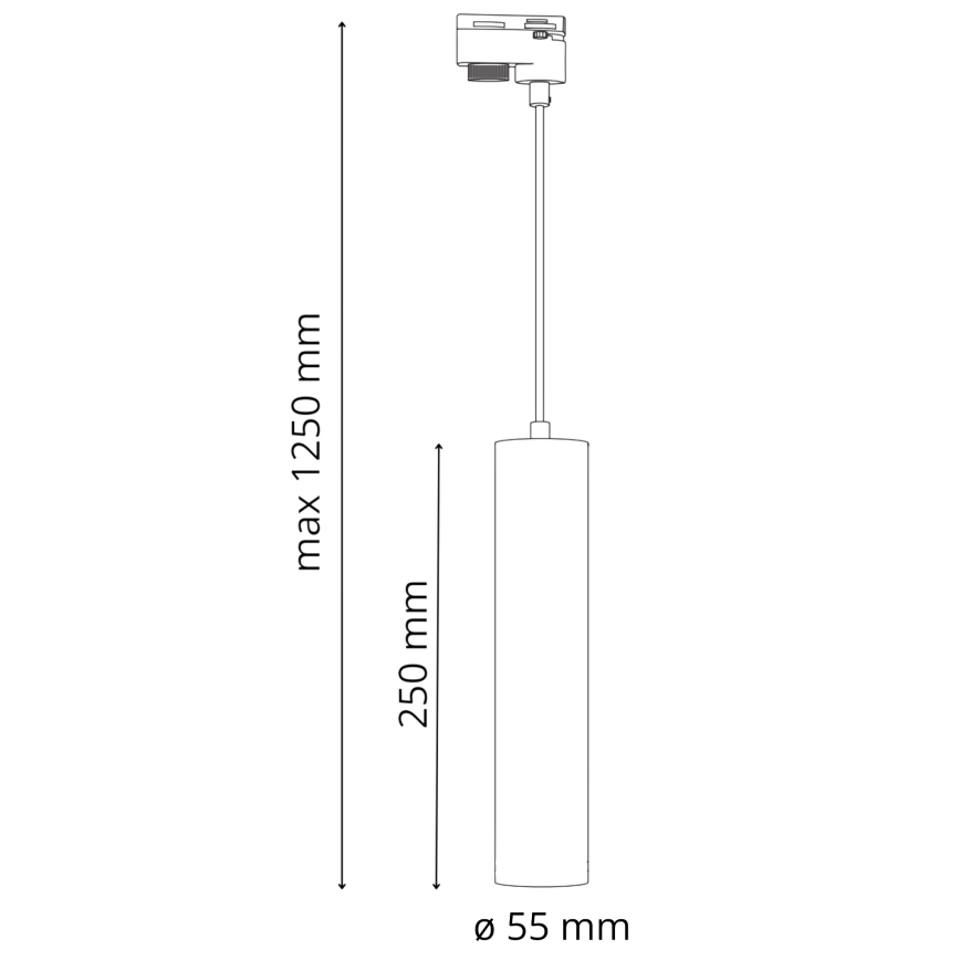 Lustra ar auklu sliežu sistēmai MARIBEL 3xGU10/10W/230V + 1 m sliede sistēma melna