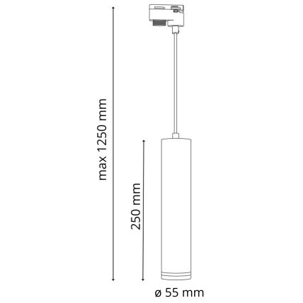 Lustra ar auklu sliežu sistēmai PARIS 3xGU10/10W/230V + 1 m sliede sistēma balta