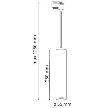 Lustra ar auklu sliežu sistēmai PARIS 3xGU10/10W/230V + 1 m sliede sistēma melna