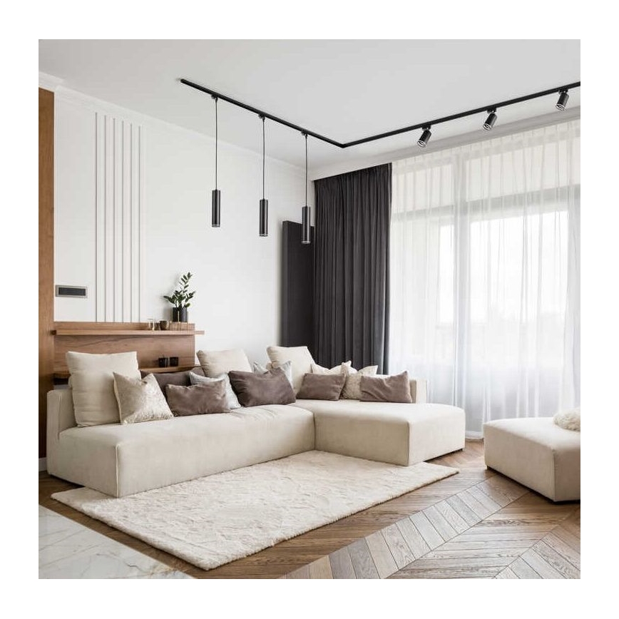 Lustra ar auklu sliežu sistēmai PARĪZE 1xGU10/10W/230V melna
