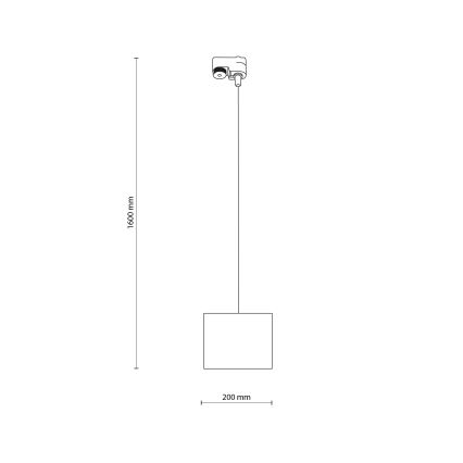 Lustra ar auklu 1 fāzes sliežu sistēmai TRACER 1xE27/15W/230V d. 20 cm melna/pelēka
