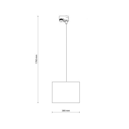 Lustra ar auklu 1 fāzes sliežu sistēmai TRACER 1xE27/15W/230V d. 38 cm melna/pelēka