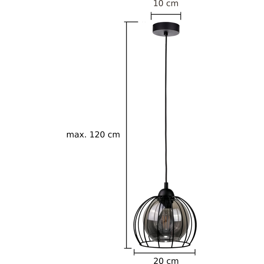Lustra ar auklu SOLO BLACK 1xE27/60W/230V