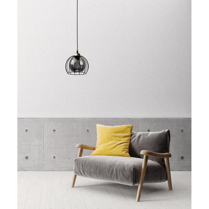 Lustra ar auklu SOLO BLACK 1xE27/60W230V melna/zelta
