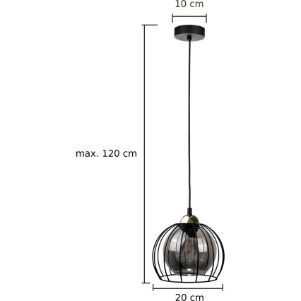 Lustra ar auklu SOLO BLACK 1xE27/60W230V melna/zelta