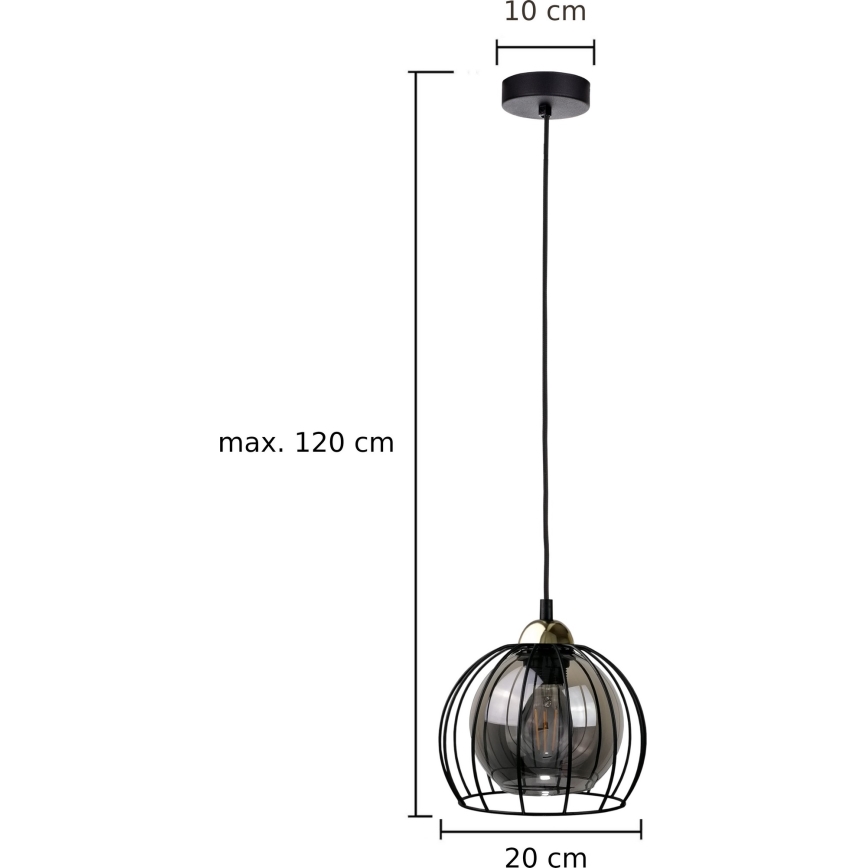 Lustra ar auklu SOLO BLACK 1xE27/60W230V melna/zelta