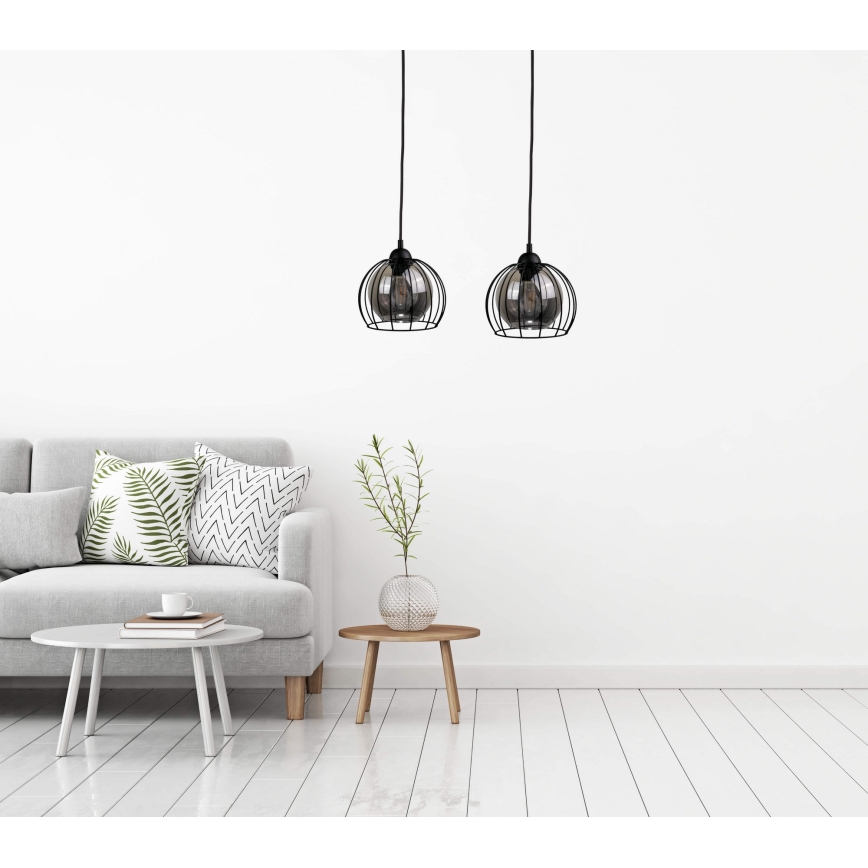 Lustra ar auklu SOLO BLACK 2xE27/60W/230V