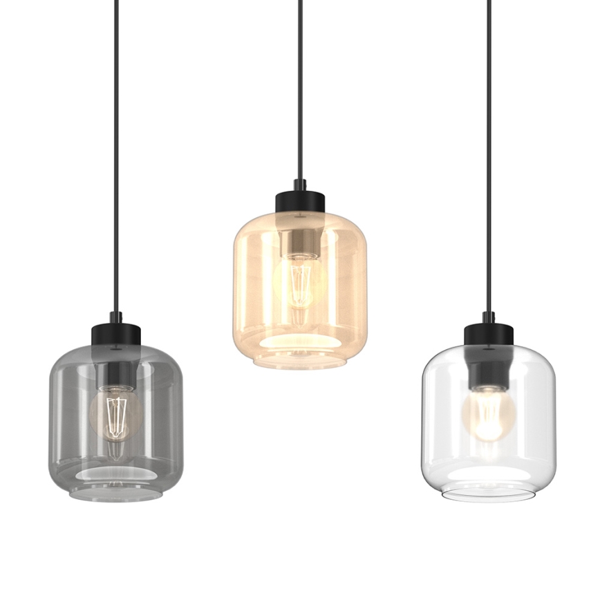 Lustra ar auklu SOMBRA 3xE27/60W/230V pelēka/bēša/caurspīdīga