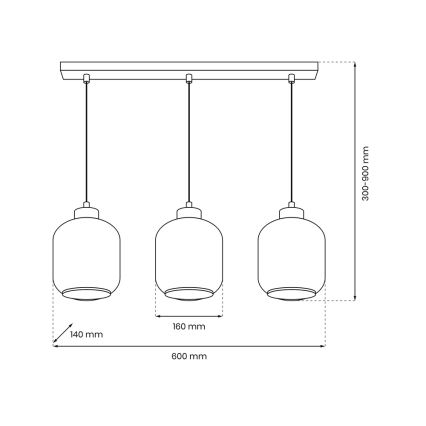 Lustra ar auklu SOMBRA 3xE27/60W/230V pelēka/bēša/caurspīdīga