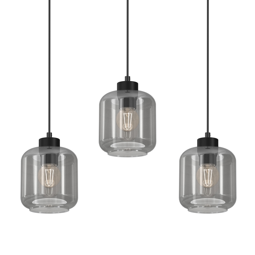 Lustra ar auklu SOMBRA 3xE27/60W/230V pelēka