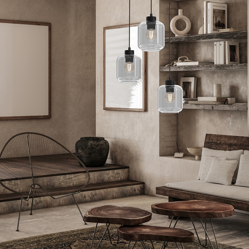 Lustra ar auklu SOMBRA 3xE27/60W/230V pelēka