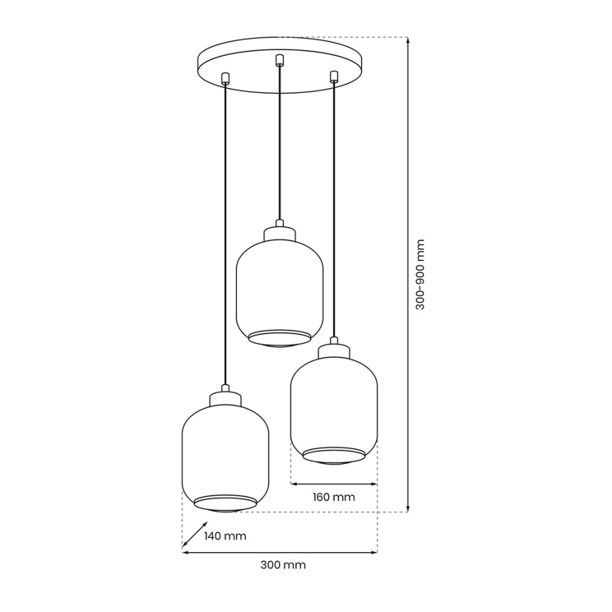 Lustra ar auklu SOMBRA 3xE27/60W/230V pelēka