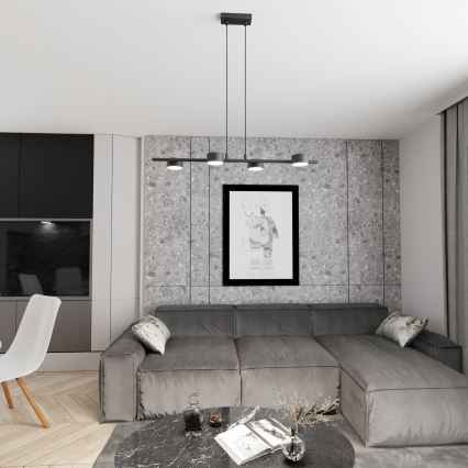 Lustra ar auklu SORA 4xGX53/12W/230V melna