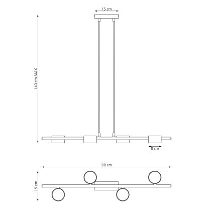 Lustra ar auklu SORA 4xGX53/12W/230V melna