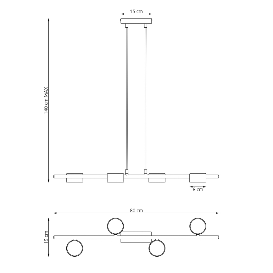 Lustra ar auklu SORA 4xGX53/12W/230V melna