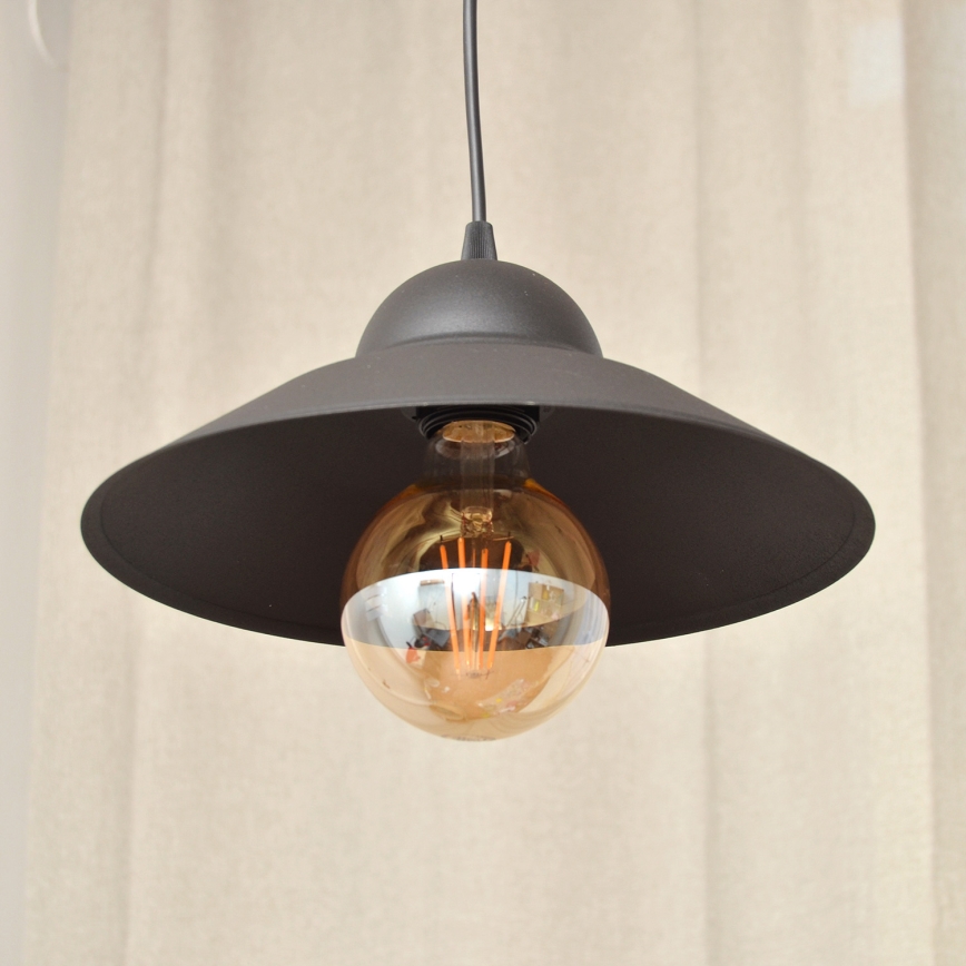 Lustra ar auklu SORAPIS 1xE27/15W/230V melna