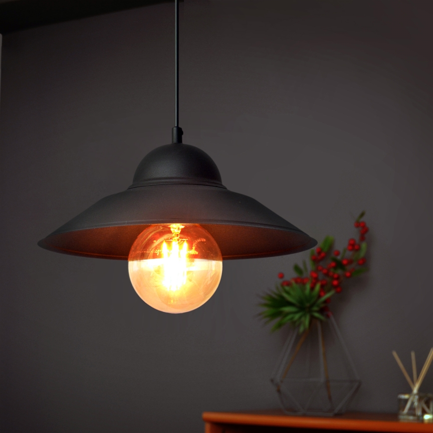 Lustra ar auklu SORAPIS 1xE27/15W/230V melna