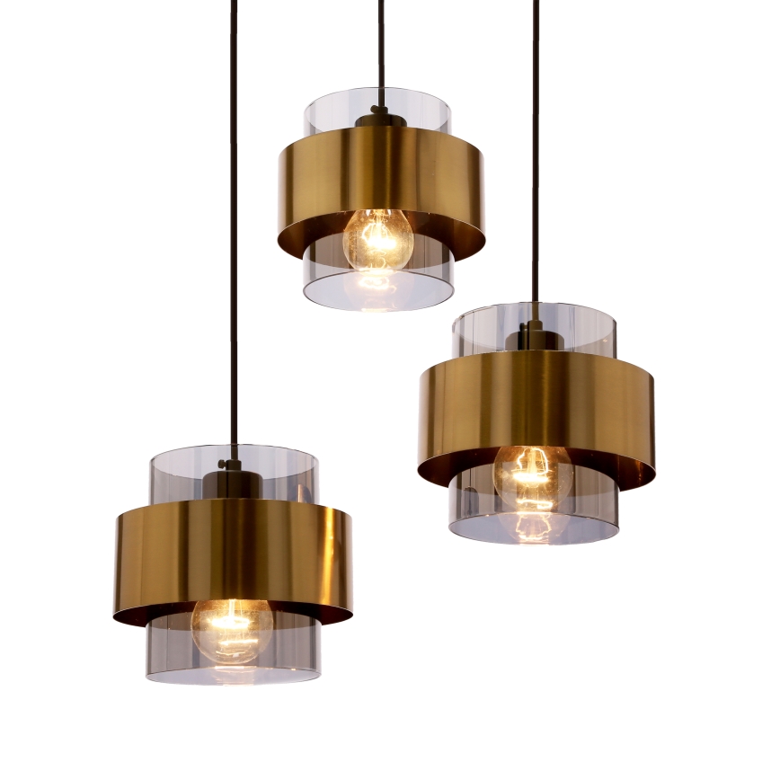 Lustra ar auklu SPIEGA 3xE27/60W/230V zelta/melna