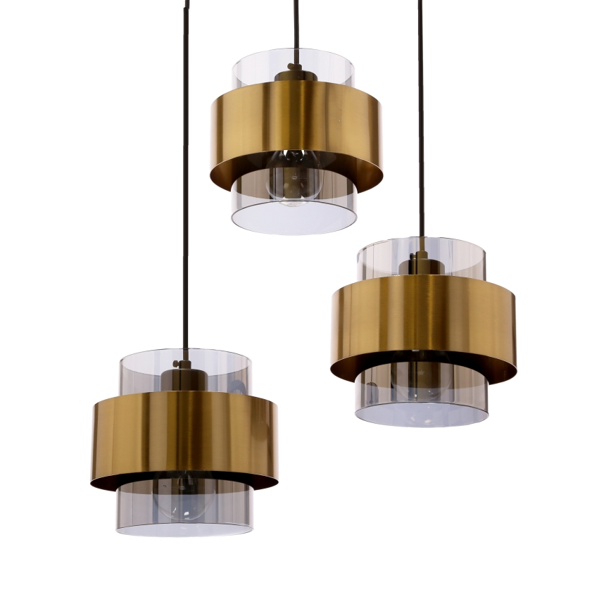 Lustra ar auklu SPIEGA 3xE27/60W/230V zelta/melna