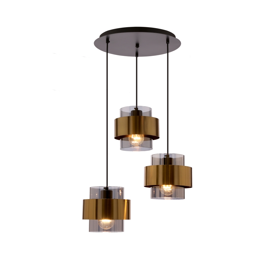 Lustra ar auklu SPIEGA 3xE27/60W/230V zelta/melna