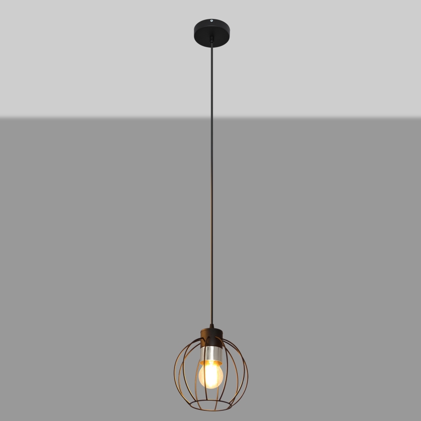 Lustra ar auklu STARLIGHT 1xE27/15W/230V melna/sudraba