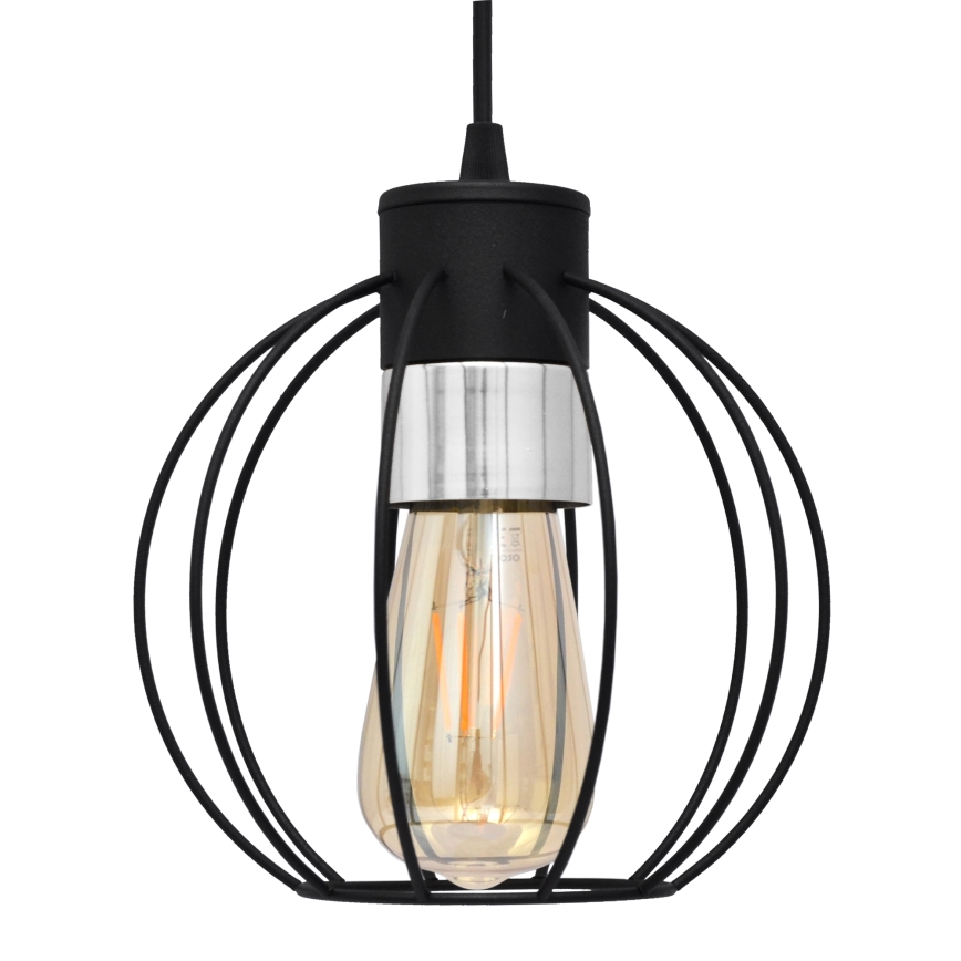 Lustra ar auklu STARLIGHT 1xE27/15W/230V melna/sudraba