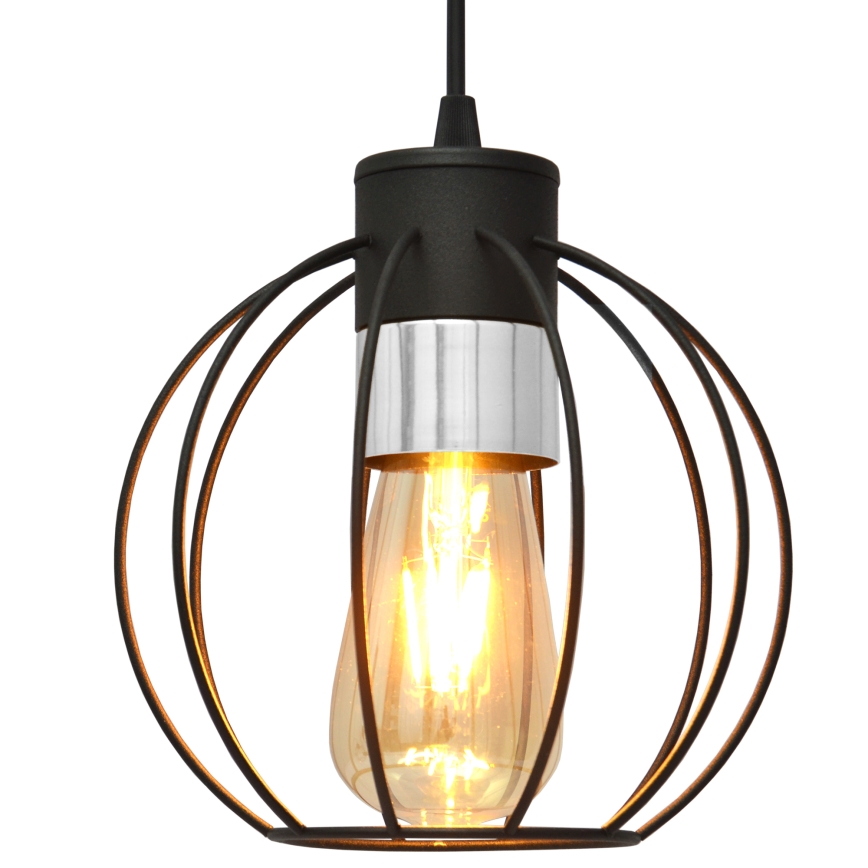 Lustra ar auklu STARLIGHT 1xE27/15W/230V melna/sudraba