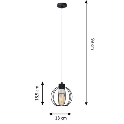 Lustra ar auklu STARLIGHT 1xE27/15W/230V melna/sudraba