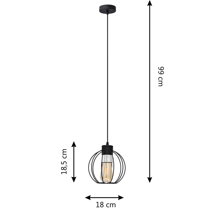 Lustra ar auklu STARLIGHT 1xE27/15W/230V melna/sudraba