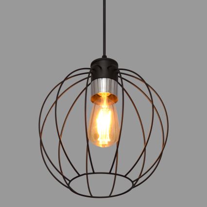 Lustra ar auklu STARLIGHT 1xE27/15W/230V melna/sudraba