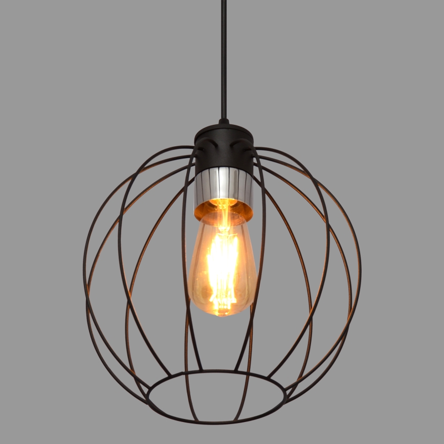 Lustra ar auklu STARLIGHT 1xE27/15W/230V melna/sudraba