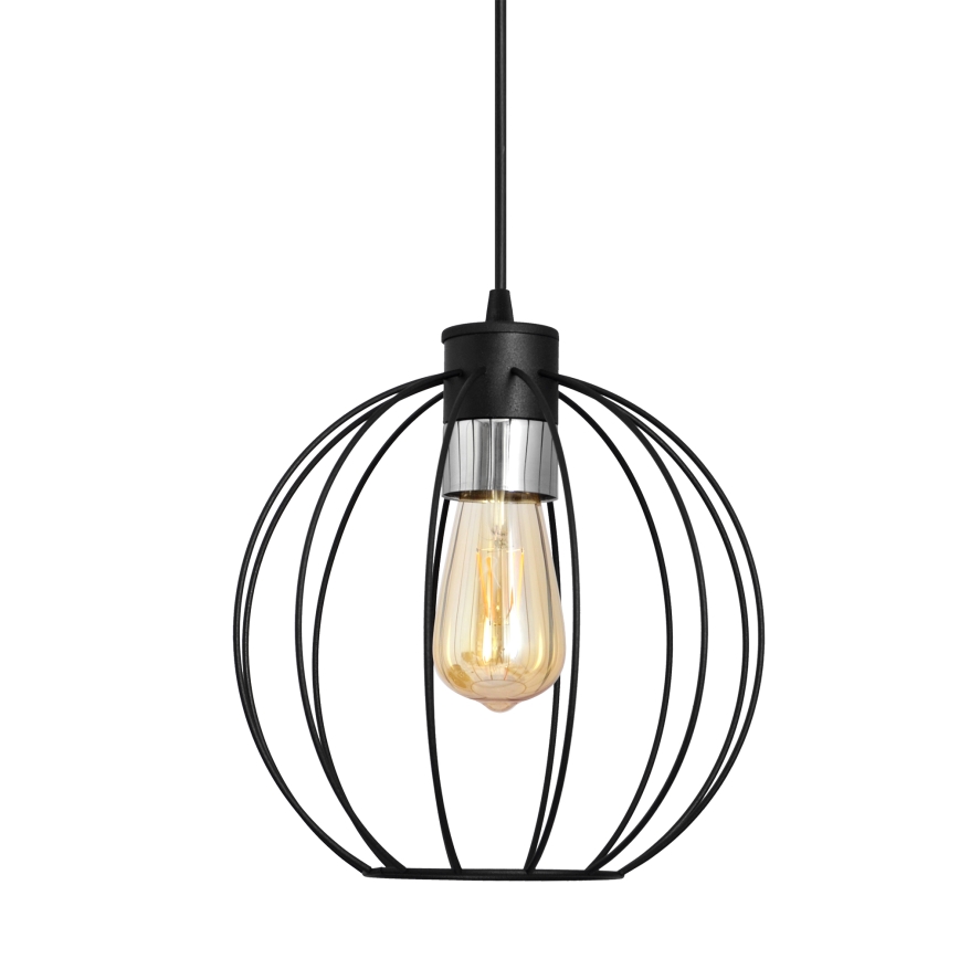 Lustra ar auklu STARLIGHT 1xE27/15W/230V melna/sudraba