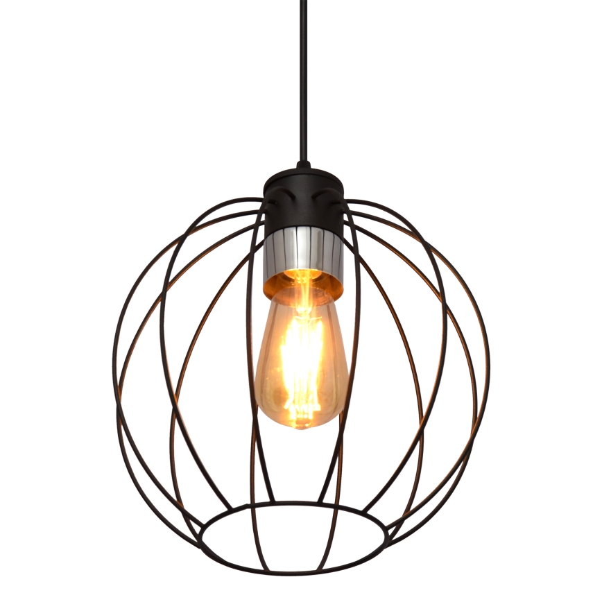 Lustra ar auklu STARLIGHT 1xE27/15W/230V melna/sudraba
