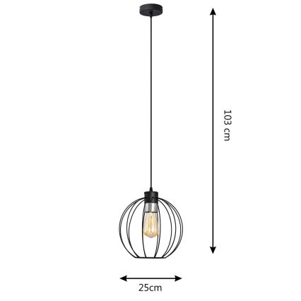 Lustra ar auklu STARLIGHT 1xE27/15W/230V melna/sudraba
