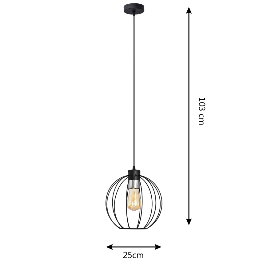 Lustra ar auklu STARLIGHT 1xE27/15W/230V melna/sudraba