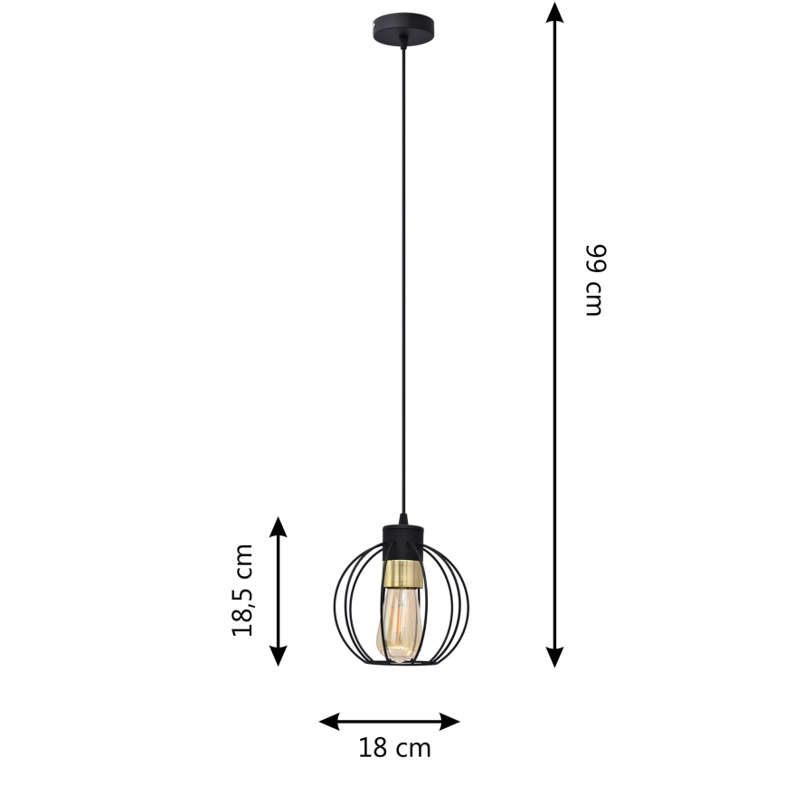 Lustra ar auklu STARLIGHT 1xE27/15W/230V melna/zelta